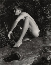 Tom, Bear Pond, Adirondack Park [Tom on Log], 1988